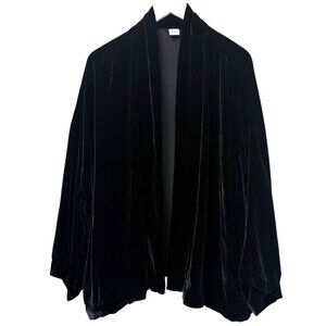Gap Black Velvet Jacket XXL Kimono Evening Shrug Open Front Silk Blend Womens